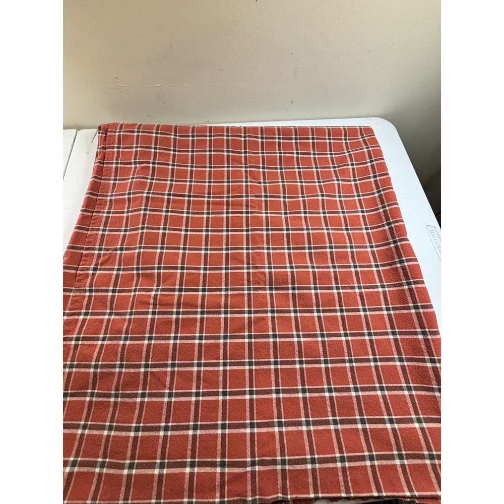 Cotton Plaid Tablecloth 53"x 98" Terra Cotta & Black Farmhouse Holiday